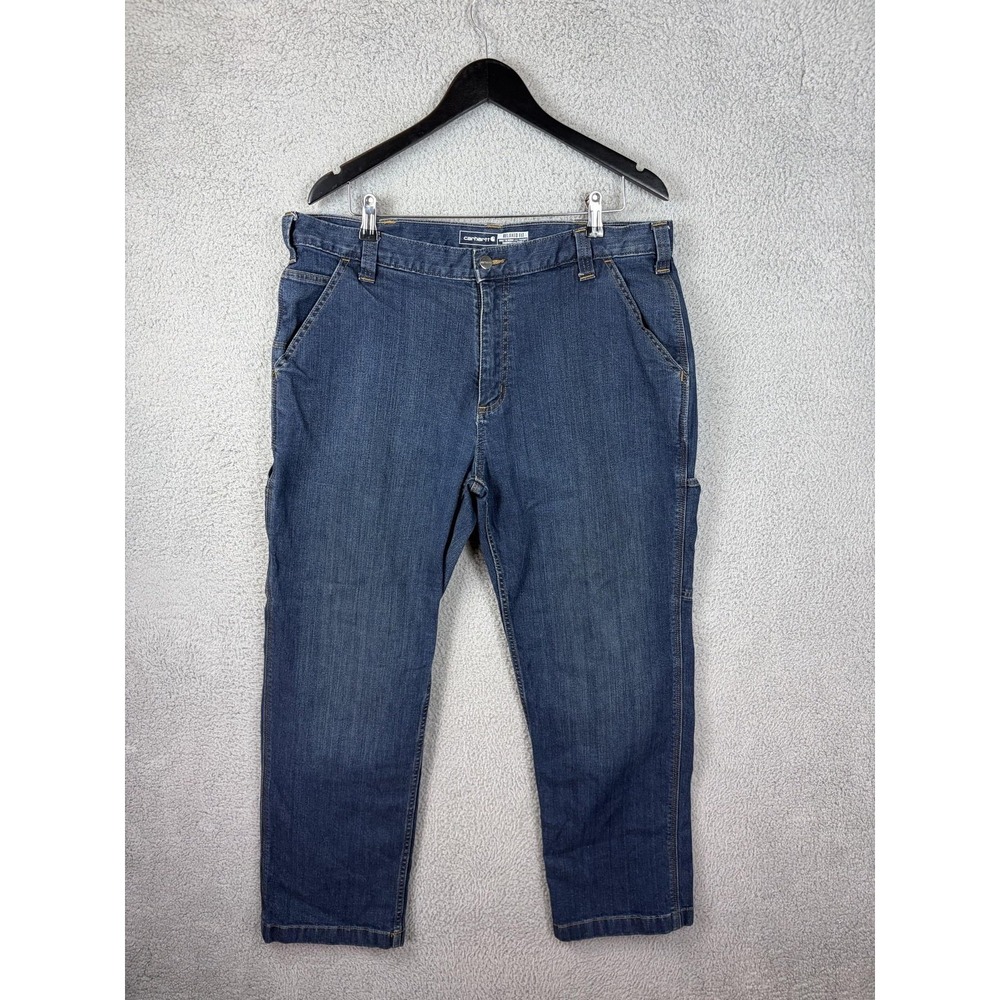 Carhartt BD2883-M Relaxed Fit Jeans Mens 38x30 Blue Carpenter Straight Denim Men